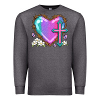 Charcoal Heather easter cross heart la Premium Sweatshirt - LillyAllenDesigns
