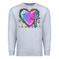 Heather Grey easter cross heart la Premium Sweatshirt - LillyAllenDesigns