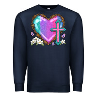 Navy easter cross heart la Premium Sweatshirt - LillyAllenDesigns