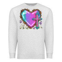 Oatmeal Heather easter cross heart la Premium Sweatshirt - LillyAllenDesigns
