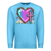 Ocean Blue easter cross heart la Premium Sweatshirt - LillyAllenDesigns
