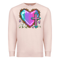 Pale Pink easter cross heart la Premium Sweatshirt - LillyAllenDesigns