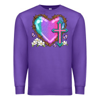 Purple easter cross heart la Premium Sweatshirt - LillyAllenDesigns