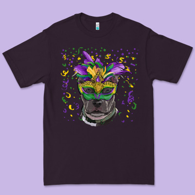 Premium Tee mardi gras  mask pitbull