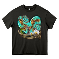 Asphalt turquoise western heart with horseshoe Heavy Core Tee - texasbilliewilder