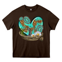 Chocolate Brown turquoise western heart with horseshoe Heavy Core Tee - texasbilliewilder