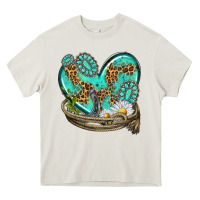Cream turquoise western heart with horseshoe Heavy Core Tee - texasbilliewilder