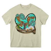 Mossy turquoise western heart with horseshoe Heavy Core Tee - texasbilliewilder