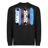 Black Western Farm Life Cowhide Wood Blue Glitter Brush Stroke Heavyweight Sweatshirt - Bettercallsaul