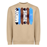 Western Farm Life Cowhide Wood Blue Glitter Brush Stroke Heavyweight Sweatshirt | Teevron