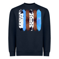 Navy Western Farm Life Cowhide Wood Blue Glitter Brush Stroke Heavyweight Sweatshirt - Bettercallsaul