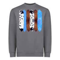 Storm Western Farm Life Cowhide Wood Blue Glitter Brush Stroke Heavyweight Sweatshirt - Bettercallsaul