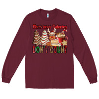 Burgundy Christmas Calories don't count Christmas tree cake Long Sleeve Tee - Jasminsmagicworld
