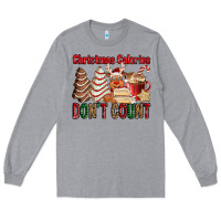 Heather Grey Christmas Calories don't count Christmas tree cake Long Sleeve Tee - Jasminsmagicworld