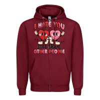 Burgundy i hate you less than other people Zipper Hoodie - MaliasSmallBusiness