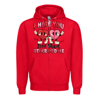 Red i hate you less than other people Zipper Hoodie - MaliasSmallBusiness