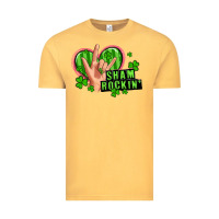 Vintage Mustard shamrockin' rock n roll female hand Vintage Tee - Artiststas