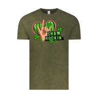 Vintage Olive shamrockin' rock n roll female hand Vintage Tee - Artiststas