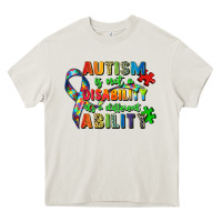 Cream autism is not a disability its a different ability Heavy Core Tee - Zillion Design Studio