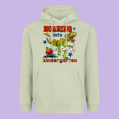 Roaring Into Kindergarten Heavyweight Hoodie Designed By Bundleandbundleshop