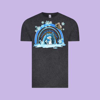 Winter   Rainbow And Snowman Vintage Tee Designed By Adodesignshop