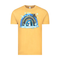 Vintage Mustard winter   rainbow and snowman Vintage Tee - AdoDesignShop