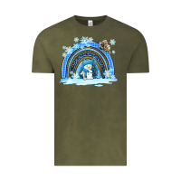 Vintage Olive winter   rainbow and snowman Vintage Tee - AdoDesignShop