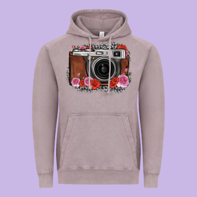 Rose Grey Leopard Vintage Camera Vintage Hoodie Designed By Fadigitalartstudio