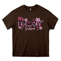 Chocolate Brown It's Freezin Season Pink Christmas Heavy Core Tee - RanaPortraitStore