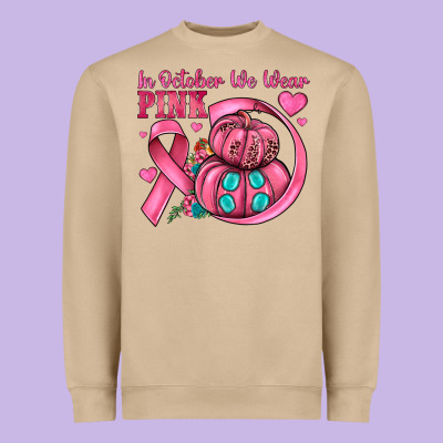 In October We Wear Pink Heavyweight Sweatshirt Designed By Jahusdesignshop