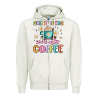 Oatmeal Heather great ideas come after coffee Zipper Hoodie - MaliasSmallBusiness