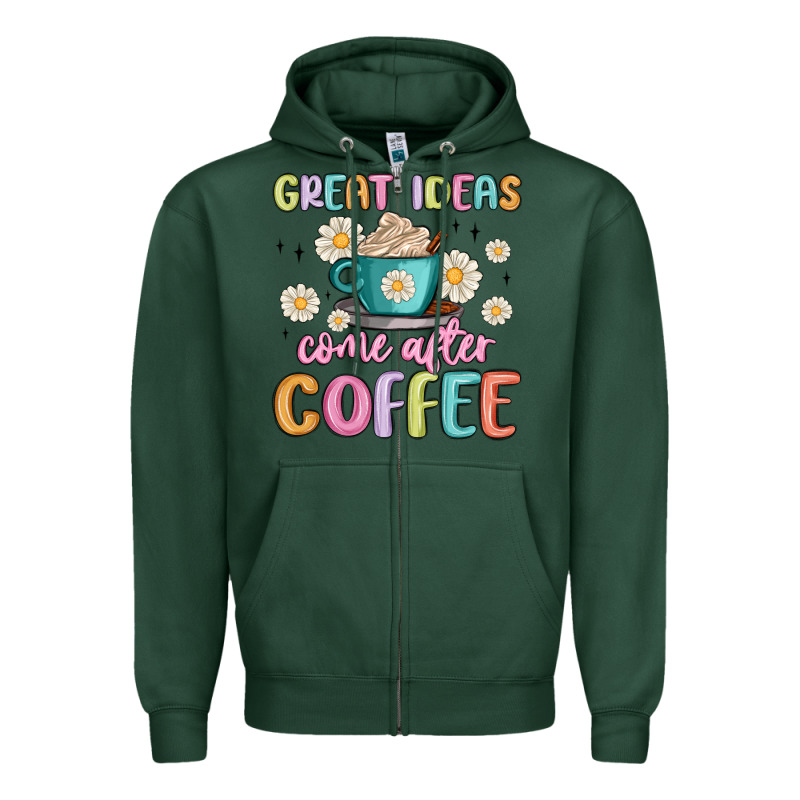 Great Ideas Come After Coffee Zipper Hoodie by MaliasSmallBusiness | Teevron