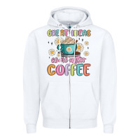 White great ideas come after coffee Zipper Hoodie - MaliasSmallBusiness