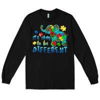 Black it's okay to be different elephant autism awareness Long Sleeve Tee - BarkalooDesign