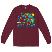 Burgundy it's okay to be different elephant autism awareness Long Sleeve Tee - BarkalooDesign
