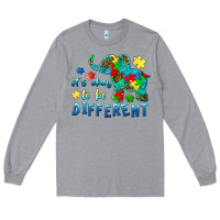 Heather Grey it's okay to be different elephant autism awareness Long Sleeve Tee - BarkalooDesign