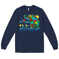 Navy it's okay to be different elephant autism awareness Long Sleeve Tee - BarkalooDesign