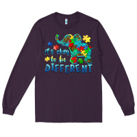 Plum it's okay to be different elephant autism awareness Long Sleeve Tee - BarkalooDesign