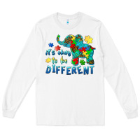 White it's okay to be different elephant autism awareness Long Sleeve Tee - BarkalooDesign