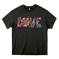 Asphalt love sunflower usa flag leopard Heavy Core Tee - Artiststas