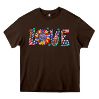 Chocolate Brown love sunflower usa flag leopard Heavy Core Tee - Artiststas