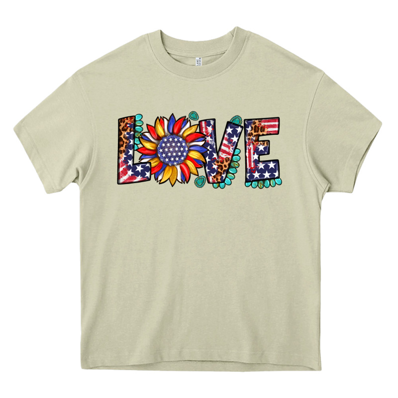 Love Sunflower Usa Flag Leopard Heavy Core Tee by Artiststas | Teevron