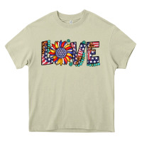 Mossy love sunflower usa flag leopard Heavy Core Tee - Artiststas
