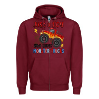 Burgundy just a boy who loves monster trucks Zipper Hoodie - MaliasSmallBusiness