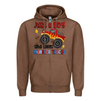 Chestnut just a boy who loves monster trucks Zipper Hoodie - MaliasSmallBusiness