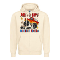 Sandshell just a boy who loves monster trucks Zipper Hoodie - MaliasSmallBusiness