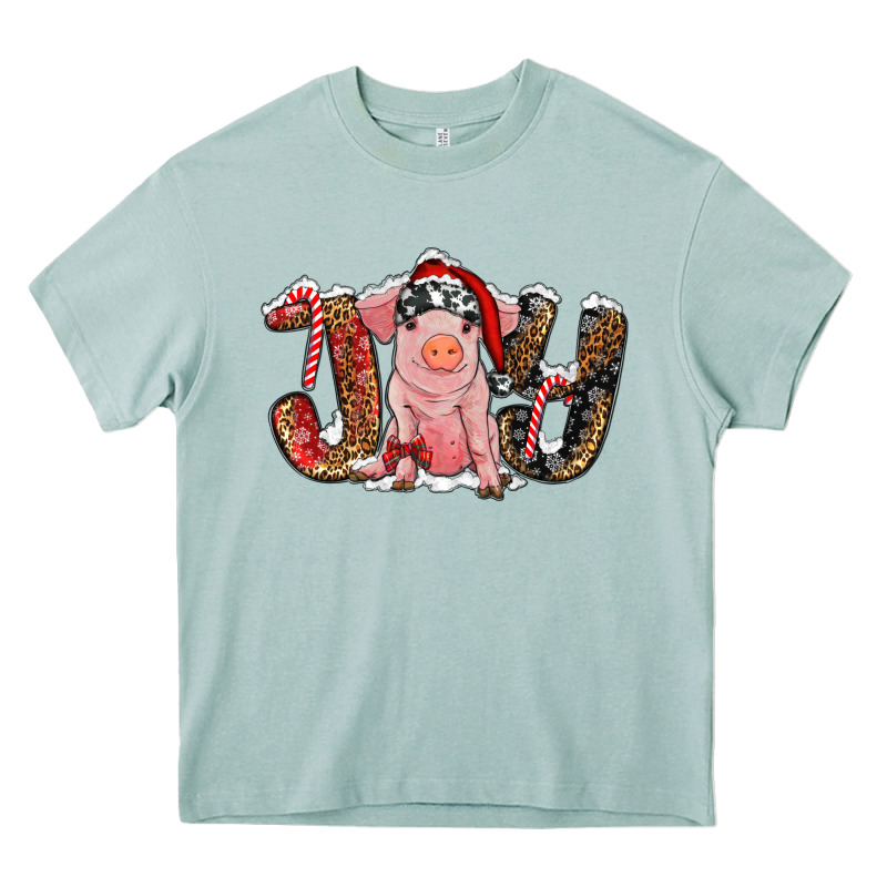 Christmas Joy With Pig Heavy Core Tee by RanaPortraitStore | Teevron