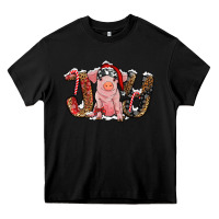 Black Christmas Joy With Pig Heavy Core Tee - RanaPortraitStore