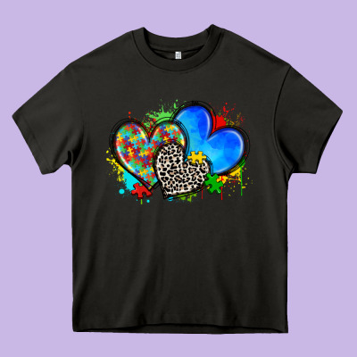 Autism Hearts Heavy Core Tee Designed By Zillion Design Studio