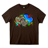Chocolate Brown autism hearts Heavy Core Tee - Zillion Design Studio
